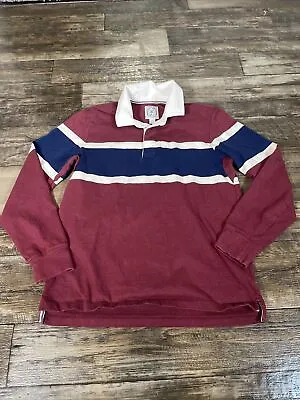 Lands End Rugby Shirt Mens M Maroon Outdoors Sports Preppy Heavyweight L3 • $22.99