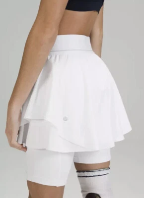 $29.99 • Buy NWT White Lululemon Court Rival HR Skirt Sz 4 Long Short Pockets Tennis Golf New