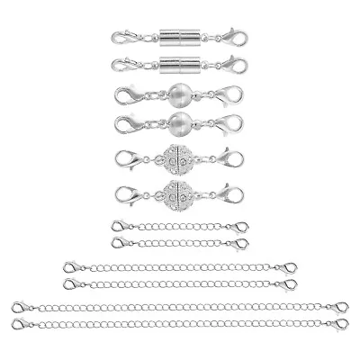 12Pcs Magnetic Jewelry Clasps Necklace Extenders Chain With Lobster Clasp Silver • $11.47