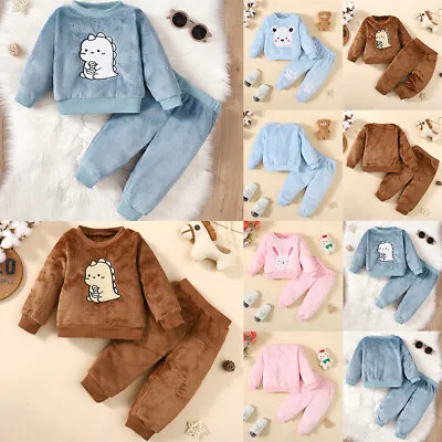 Toddler Baby Boys Girls Teddy Bear Loungewear Pyjamas Nightwear Outfits Set PJs • £1.79
