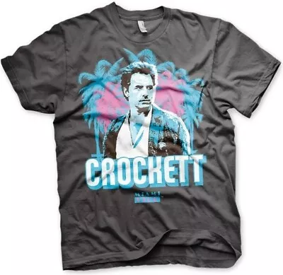 Miami Vice Crockett Palms T-Shirt Dark-Grey • £25.70