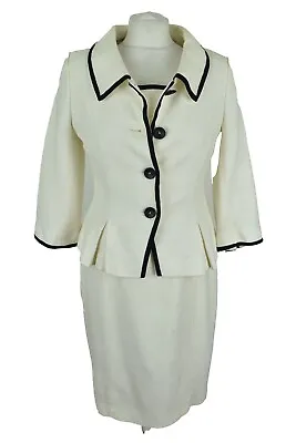 £39.95 • Buy HOBBS White Dress With Blazer Size Uk 12 Womens Set Viscose Button Up Collared 
