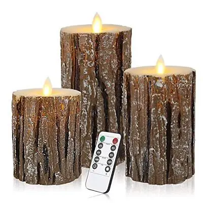 $37.68 • Buy 3 Pcs Flameless Birch LED Candles Moving Luminara Real Wax Battery Remote Timer