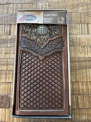 Justin Men's Hair On Hide Tooled Rodeo Wallet  Brown • $49.99