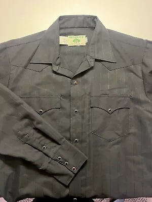 Vintage Mesquite Niver Western Wear Pearl Snap Shirt Men's 16x34 Black • $27.50