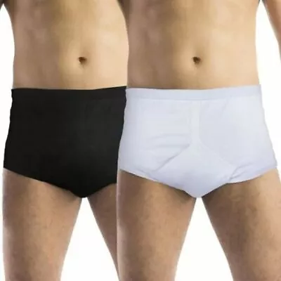 NEW Mens COTTON INCONTINENCE Y FRONTS WASHABLE WITH PAD Briefs Pants Underwear • £49.99