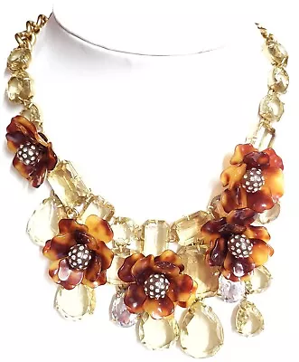 J.Crew Tortoise Crystal Flower Necklace Tortoise Multi Light Gold Ox Plating  • $94