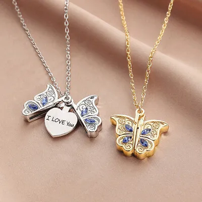 Butterfly I Love You Heart Luckly Butterfly Necklace For Women Girl Birth-*- • $5.72