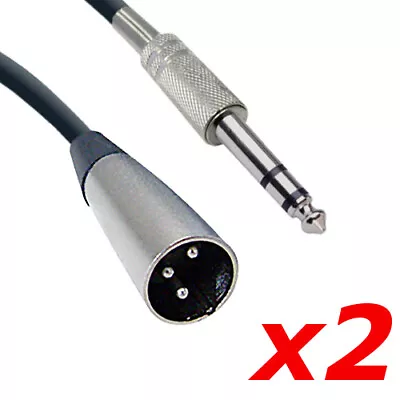 2 Pack - 6ft XLR 3-Pin Male To 1/4  Stereo TRS Shielded Microphone Mic Cable • $10.59