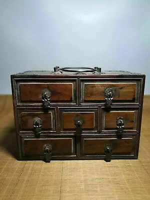 Chinese Qing Dynasty Antique Yellow Boxwood Wood Jewelry Box Storage Box EVO • $165.12