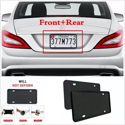 2Pcs Universal Silicone Rubber Car US License Plate Frame Cover Front Rear Kit • $26.90