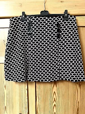 £3.90 • Buy Tu Shirt Pull On Skirt 28 Mod /Retro  60’s Black White Spot. “bumpy” Weave