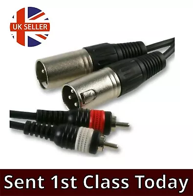 PULSE Dual XLR To Phono Cable 2x RCA Male To 2x XLR 3 PIN Plug Audio LEAD 1.5m • £10.99