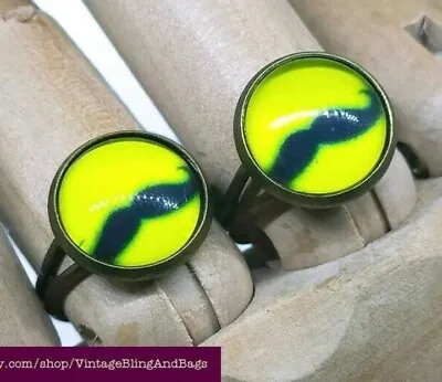 Handmade Adjustable Yellow Ring Yellow Steampunk Ring Moustache Ring  • $9.34