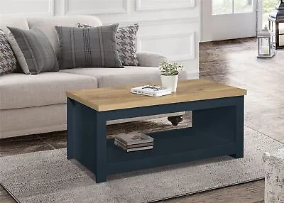 Highgate Navy  And Oak Coffee Table Living Room Furniture Storage • £95.99