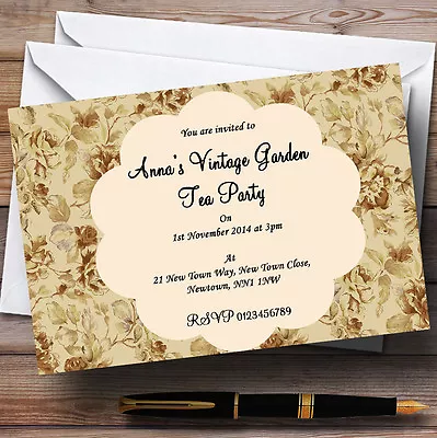 Vintage Garden Tea Party Personalised Party Invitations • £69.95