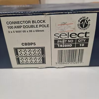 PHILEX CONNECTOR BLOCK 100AMP DOUBLE POLE 2 X 5 WAY 68 X 99 X 69MM X3 Block *D62 • £15.99