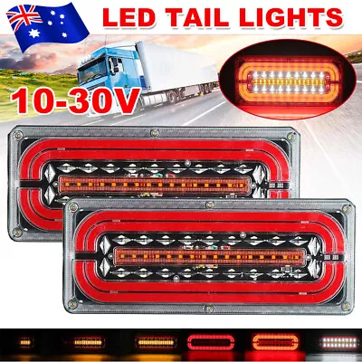2X LED Tail Lights Stop Indicator Reverse Lamp 10V~30V Trailer Truck Ute Light • $43.85