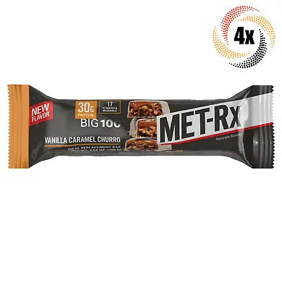 4x Bars MET-Rx Big 100 Vanilla Caramel Churro Meal Replacement Energy Bar 3.52oz • $24.14