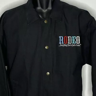 NEW Vintage Rodeo Denim Jacket Mens L Black Everything Else Is Just A Game • $71.98