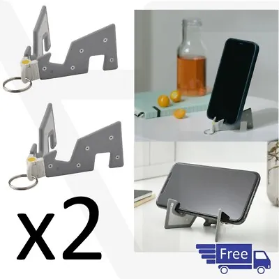 2 X IKEA Mobile Phone Holder And Key Ring - Foldable - Handy Accessory - Grey • £4.50