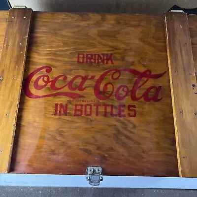 Vintage 80s Drink Coca Cola In Bottles Miller Wood Ice Chest  Antique  • $119.96