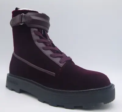 Calvin Klein Vanora Velvet And Leather Burgundy Ankle Woman's Boots Size 6 M • $49.99