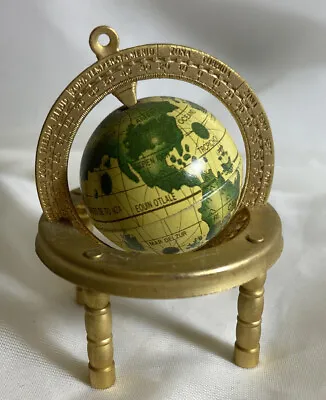Miniature World Globe Gold Metal Decorative Accessory Metal Tiny Dollhouse Size • $16