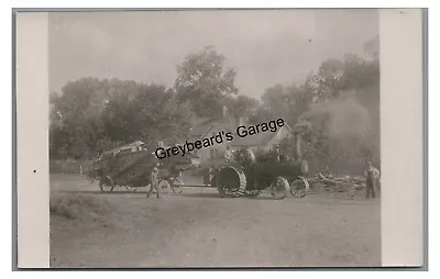RPPC Steam Tractor And Threshing Machine Agriculture Farming Real Photo Postcard • $29.99