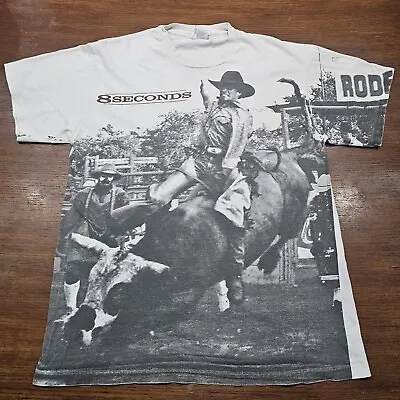 Vintage 1994 8 Seconds Movie Rodeo Lane Frost T-Shirt Mens Large White  • $300