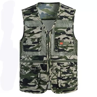 Summer Men Mesh Outdoor Multi-pocket Fishing Photography Camping Vest Waistcoat • $17.30