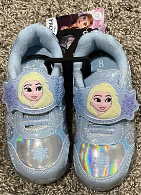 Disney Frozen Blue Athletic Light Up Sneaker Shoes Toddler Girl Size 8 NWT • $29.50