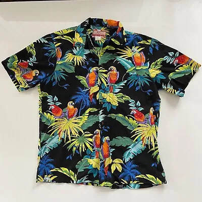 Vintage RJC Colorful Beach Parrots Bird Magnum PI Hawaiian Shirt Mens Medium • $34.95