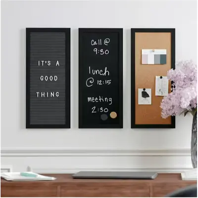 Combo Wall Board Cork Chalk And Letter Bulletin Daily Message Felt Sheet Magnet • $45.99