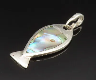 925 Sterling Silver - Vintage Inlaid Abalone Fish Pendant - PT20715 • $33.83