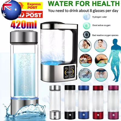 Portable Hydrogen Rich Alkaline Water Ionizer Generator Bottle Cup Mug 420ML AU • $38.99