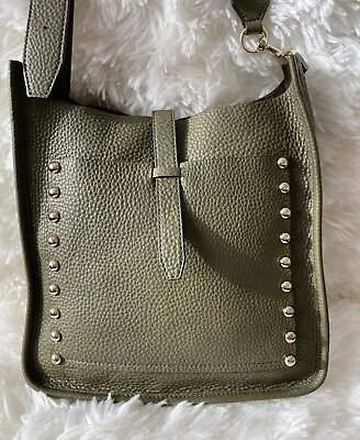 Rebecca Minkoff Olive Green Unlined Feed Leather Crossbody Bag Shoulder Bag • $65