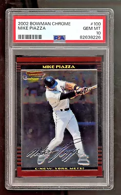 2002 Bowman Chrome Mike Piazza #100 METS HOF PSA 10 GEM MINT • $49.99