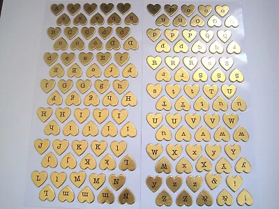 140 ALPHABET HEART STICKERS Gold Silver Rose Letters SCRAPBOOKING Card Making • £3.99