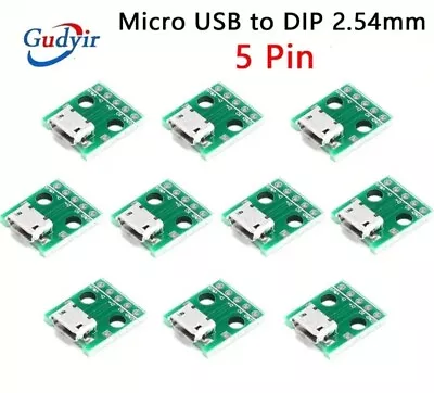 20pcs Micro USB To DIP Adapter 5pin Female Connector B Type PCB Converter • $5.49