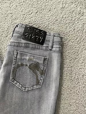 Miss Sixty Women Size 30 Skinny Jeans Gray Stretch Medium Rise Embroidered • $23.90