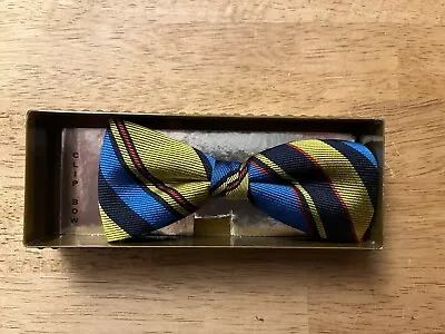 Mens Vintage Striped Bowtie Clip Double Blue Green • $15