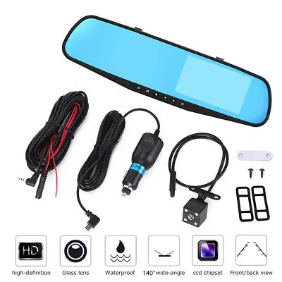 $37.99 • Buy 1080P Dash Camera Rear View Car Cam Reversing Mirror Front And Rear DVR Recorder