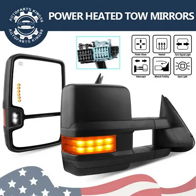 Pair Power Heated Tow Mirrors For 03-06 Chevy Silverado 1500 2500 Turn Signal • $117.32