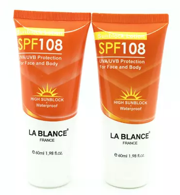 La Blance SPF 108 UVA/UVB Protection Sunblock 1.98 Oz/60 Ml 2-Pack NIB Exp 2027 • $39.50