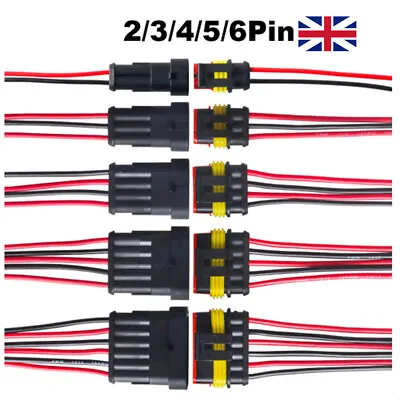 2-3-4-5-6P Cable Wire Connector Plug Waterproof Sealed For Car Motorcycle 5 Sets • £3.99