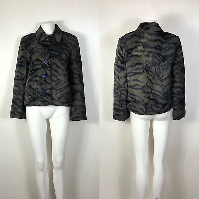 Vtg Gianni Versace Jeans Couture Gray & Purple Faux Fur Jacket S • $228