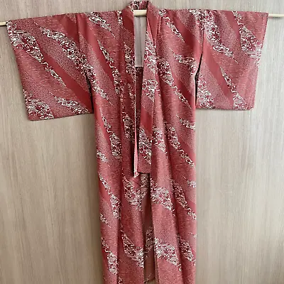 Japanese Kimono Yukata Furisode Red Height61.41inch Width22.04inch  Used • £56.98