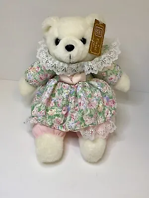 12” Dressed Bear Fiesta Plush Stuffed Animal Toy W/ Tag Vintage Lace Floral • $11.95