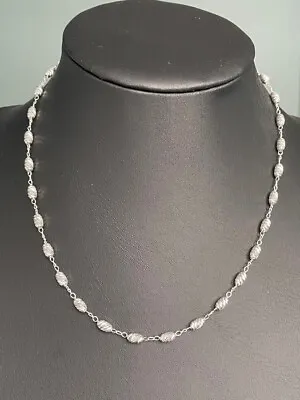 Milor Italy 925 Sterling Silver Bright Cut Oval Beads Necklace • $33